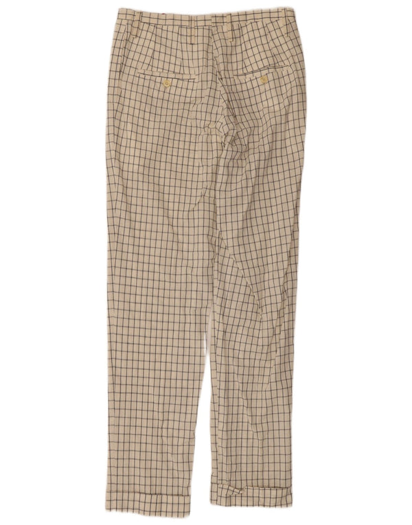 Vintage Womens Straight Chino Trousers IT 44 Medium W30 L31 Off White Check