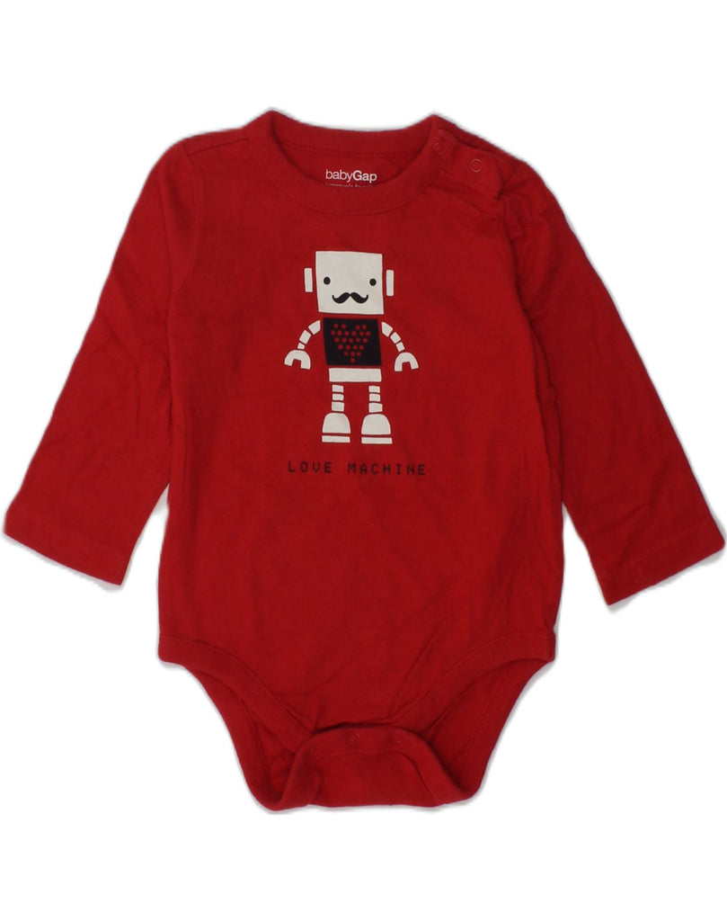 GAP Baby Boys Graphic Bodysuit 9-12 Months Red Cotton | Vintage Gap | Thrift | Second-Hand Gap | Used Clothing | Messina Hembry 