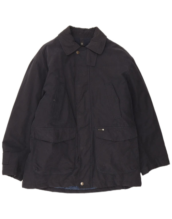 Belfe Mens Windbreaker Jacket UK 38 Medium Navy Blue Cotton