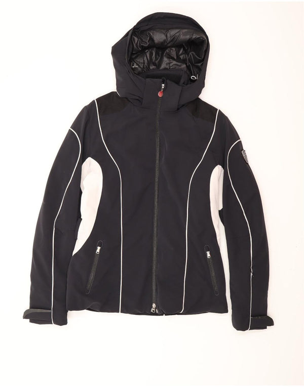 Emporio Armani Womens Hooded Ski Jacket UK 18 XL Navy Blue Colourblock