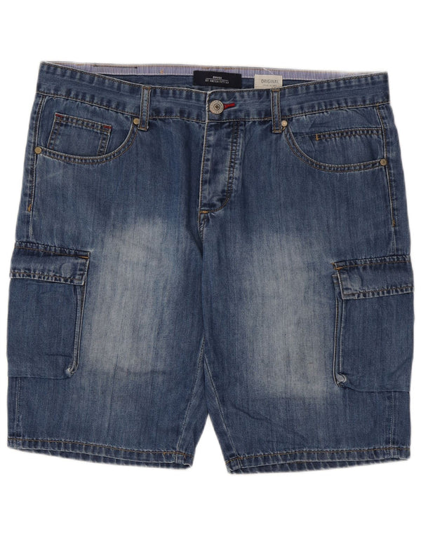 Brugi Mens Cargo Denim Shorts W36 Large Blue