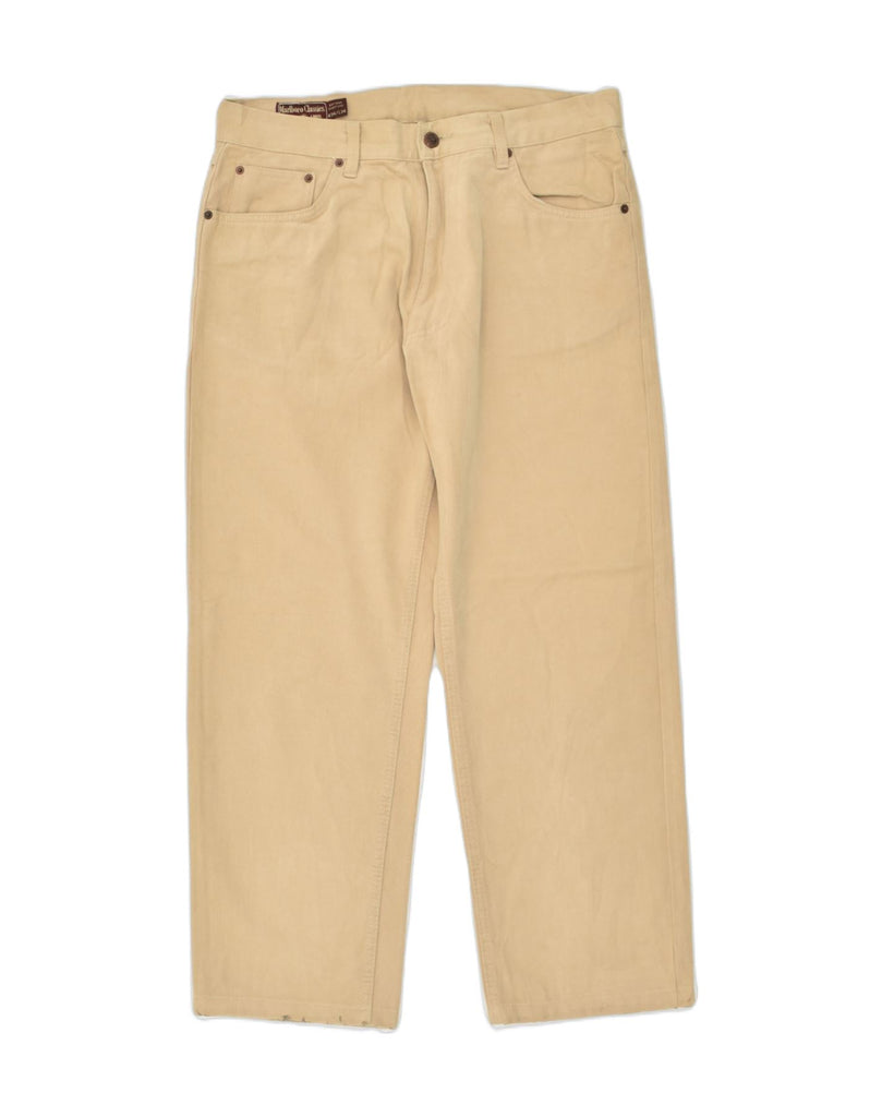 MARLBORO CLASSICS Mens Straight Casual Trousers W34 L27 Beige Cotton | Vintage Marlboro Classics | Thrift | Second-Hand Marlboro Classics | Used Clothing | Messina Hembry 