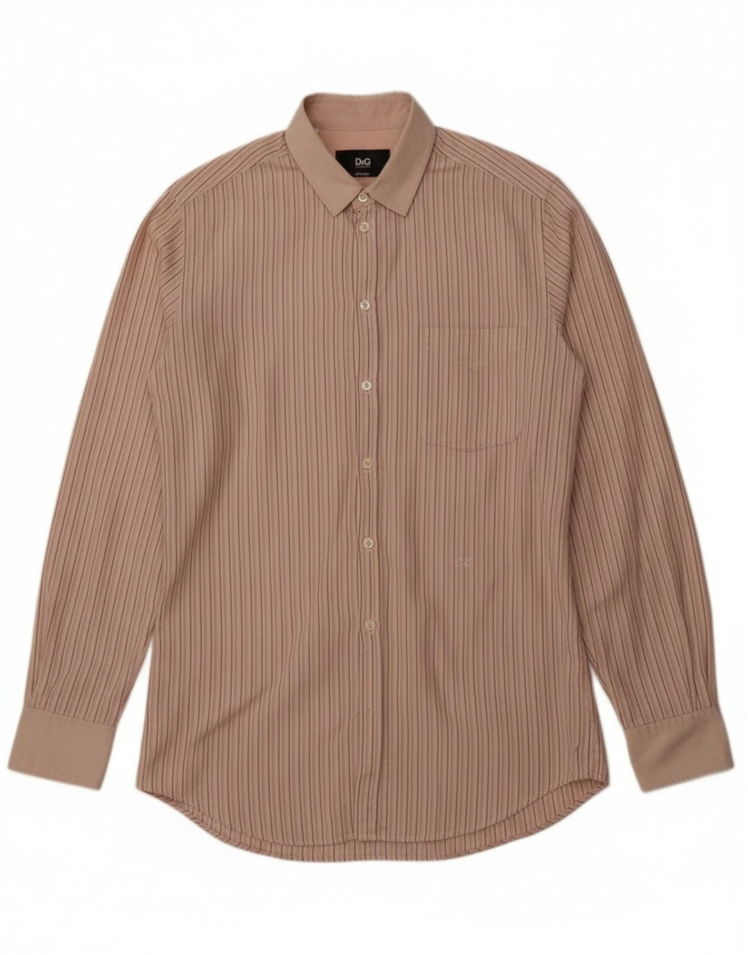Dolce & Gabbana Mens George Shirt Size 39 15 1/2 Medium Beige Striped