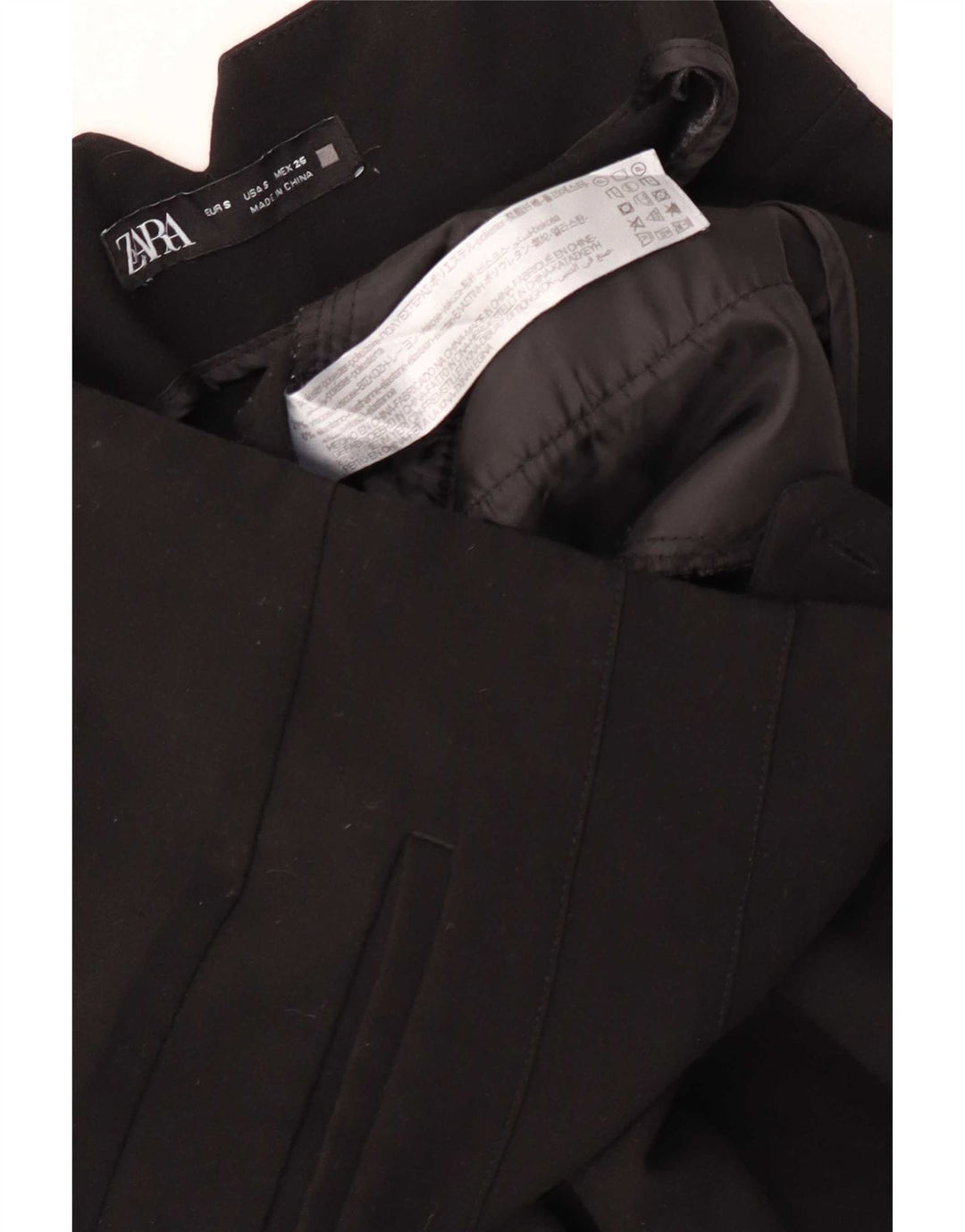 Zara Womens High Waist Suit Trousers Small W26 L26 Black Polyester