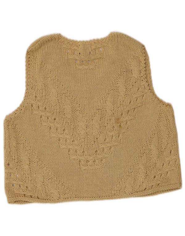 Alba Moda Womens Crop Vest Tank Top UK 10 Small Beige Cotton