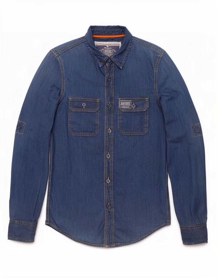 Superdry Mens Denim Shirt Small Blue Cotton