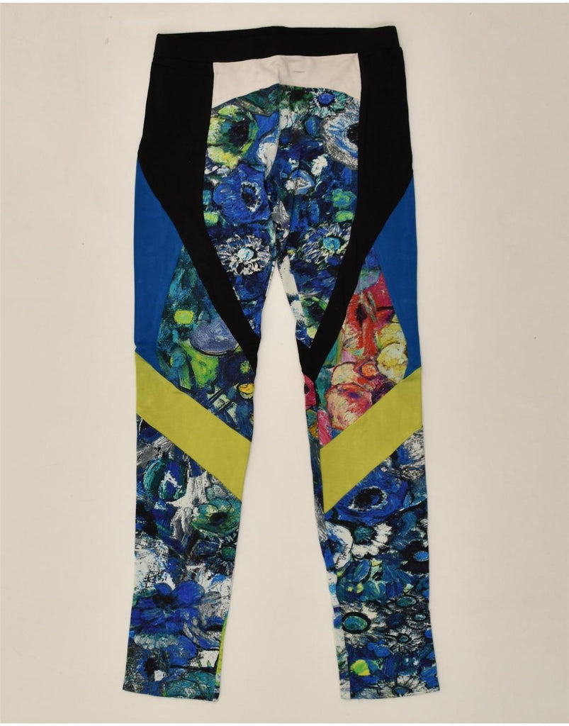 JUST CAVALLI Womens Casual Trousers IT 40 Small W24 L25 Blue Floral | Vintage Just Cavalli | Thrift | Second-Hand Just Cavalli | Used Clothing | Messina Hembry 