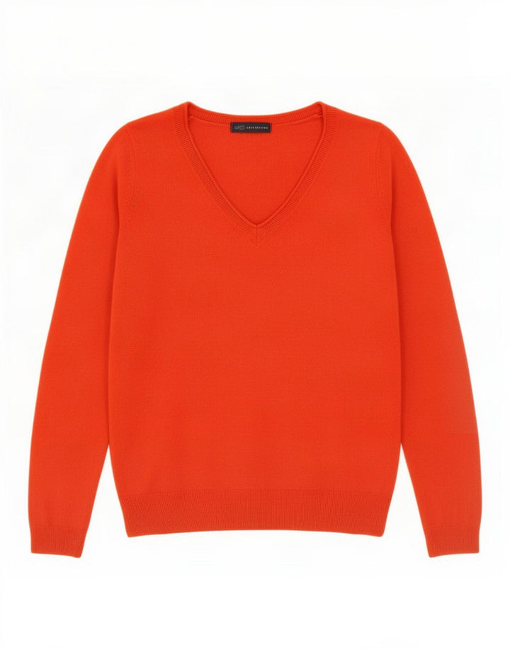Marks & Spencer Womens V-Neck Jumper Sweater UK 10 Small Orange