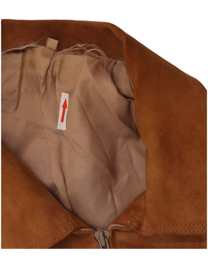 Vintage Mens Suede Bomber Jacket UK 38 Medium Brown