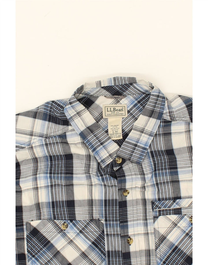 L.L.BEAN Mens Short Sleeve Shirt XL Blue Check Cotton Vintage L.L.Bean and Second-Hand L.L.Bean from Messina Hembry 