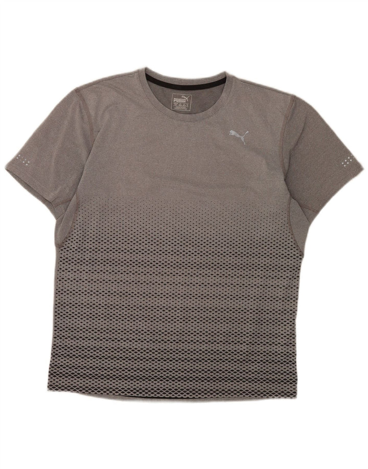 Puma Mens T-Shirt Top Medium Grey Spotted Polyester