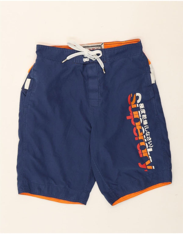 Superdry Mens Graphic Swimming Shorts Medium Navy Blue Colourblock