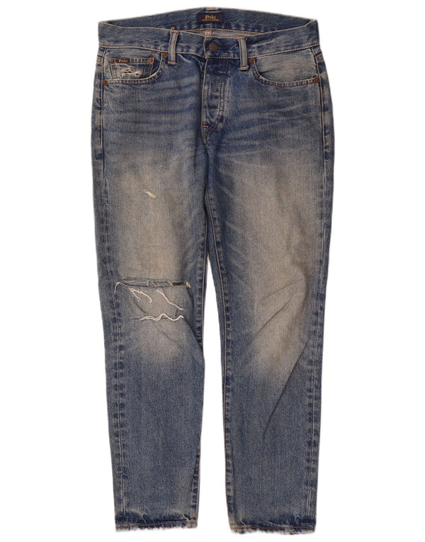 Polo Ralph Lauren Womens Waverly Distressed Cropped Jeans W26 L28 Blue