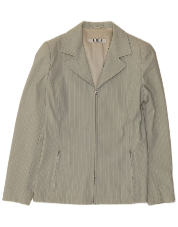 Marella Womens Blazer Jacket UK 12 Medium Green Striped Polyamide