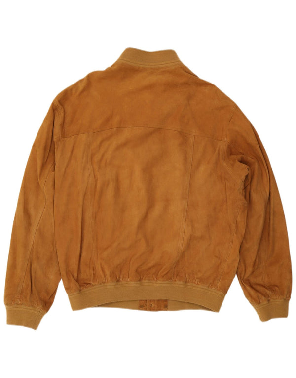 Vintage Mens Suede Bomber Jacket IT 56 3XL Brown Leather