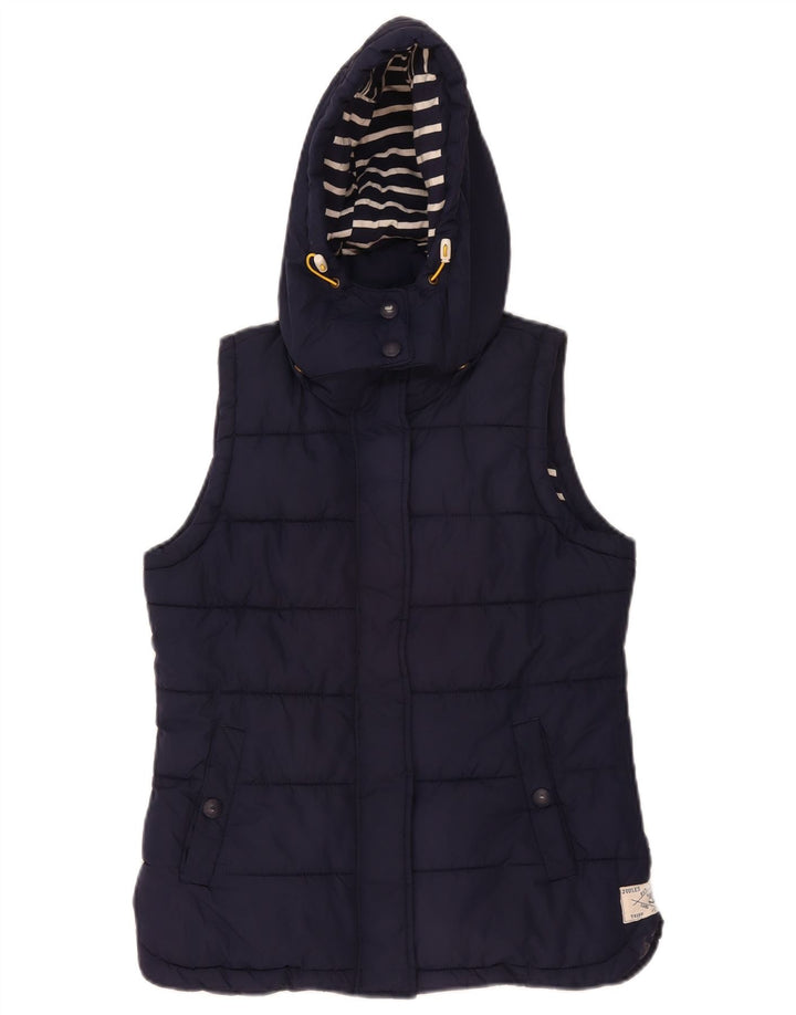 Joules Womens Hooded Padded Gilet UK 10 Small Navy Blue Polyester