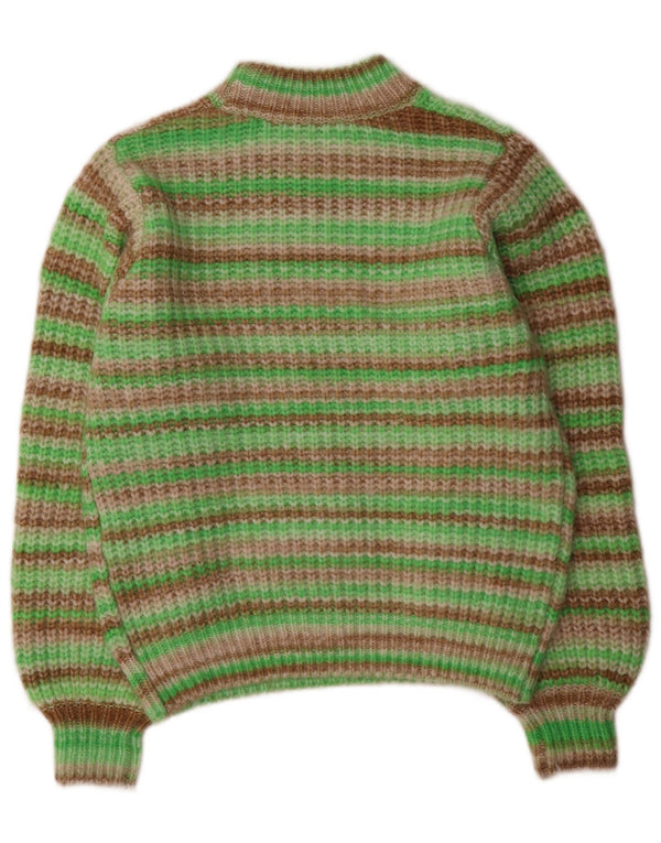 Garcia Womens Crew Neck Jumper Sweater UK 14 Medium Green Striped