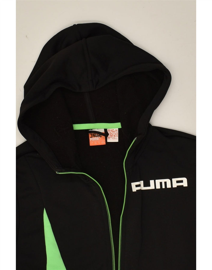 PUMA Boys Graphic Zip Hoodie Sweater 11-12 Years Black Colourblock | Vintage Puma | Thrift | Second-Hand Puma | Used Clothing | Messina Hembry 