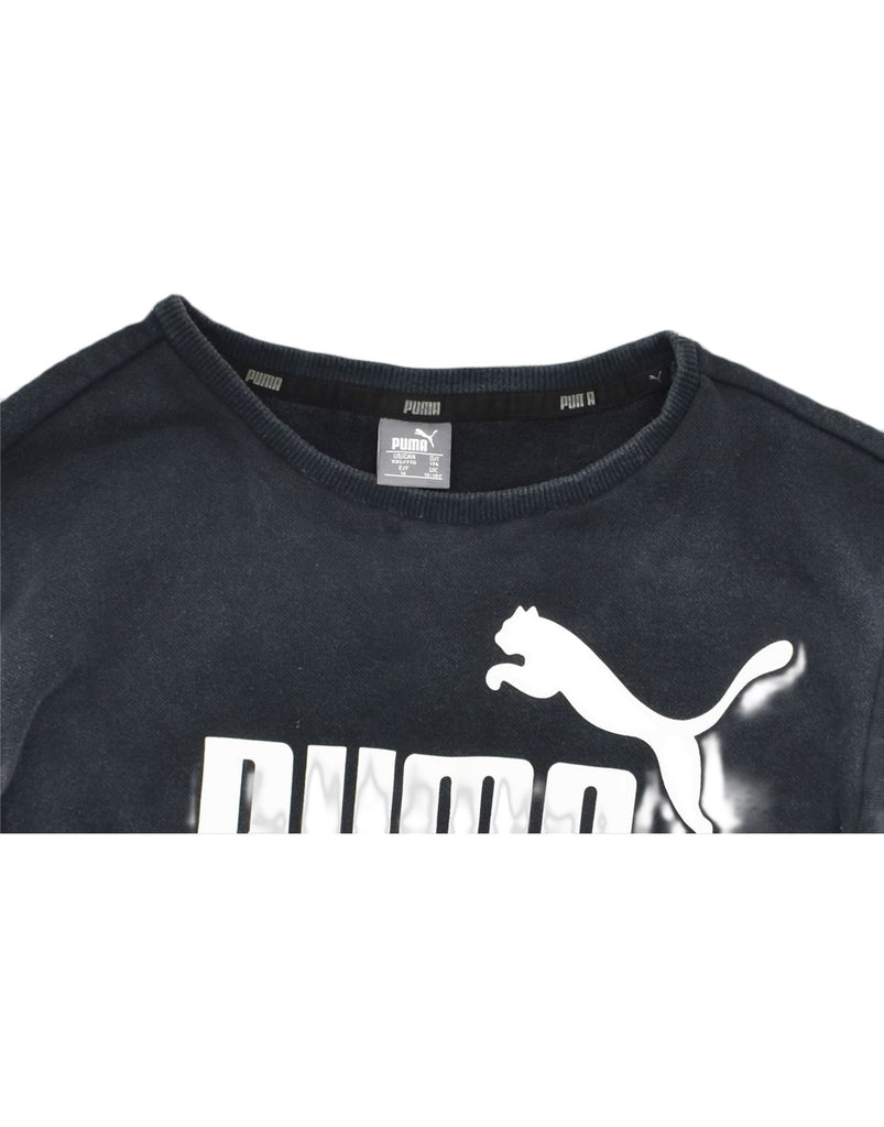 PUMA Boys Graphic Sweatshirt Jumper 15-16 Years Black Cotton | Vintage | Thrift | Second-Hand | Used Clothing | Messina Hembry 