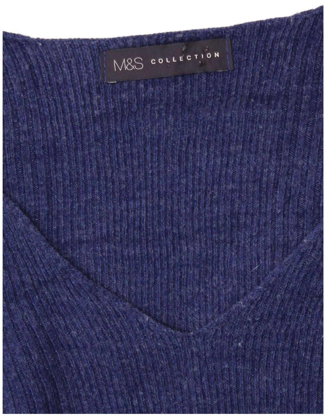 Marks & Spencer Womens V-Neck Jumper Sweater UK 14 Medium Blue Flecked