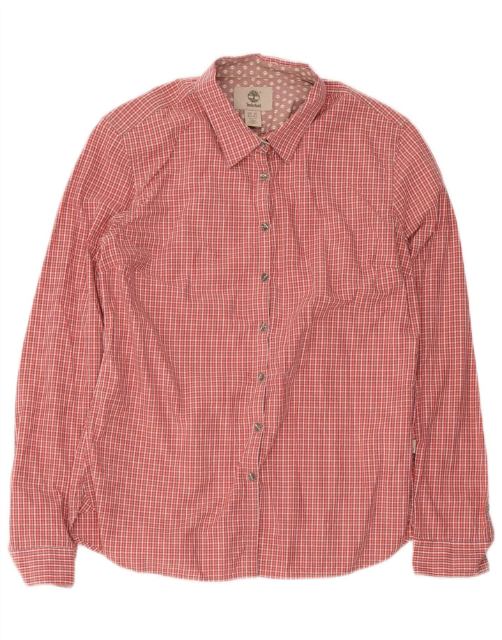 Timberland Womens Slim Fit Shirt EU 42 Large Red Gingham Cotton
