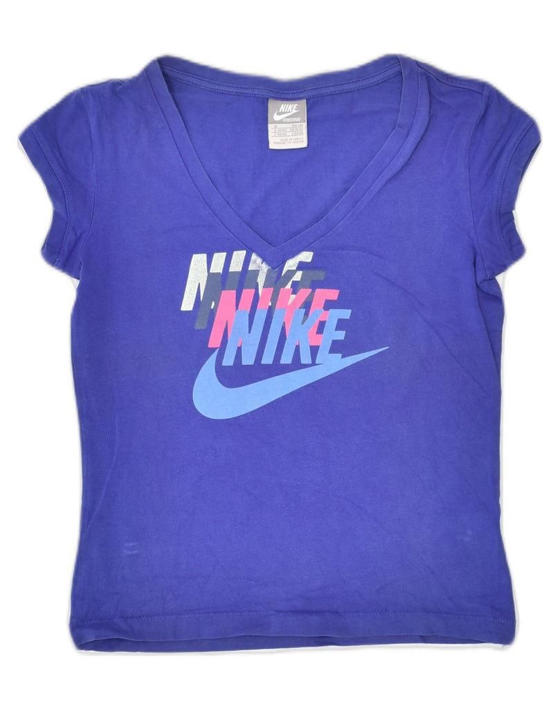 NIKE Womens Graphic Top UK 10/12 Small Blue | Vintage | Thrift | Second-Hand | Used Clothing | Messina Hembry 