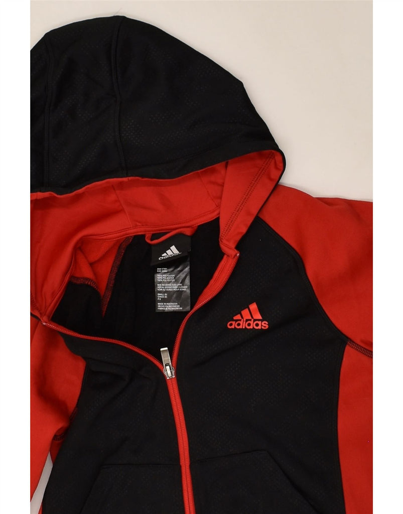 ADIDAS Boys Zip Hoodie Sweater 7-8 Years Small Black Colourblock Polyester | Vintage Adidas | Thrift | Second-Hand Adidas | Used Clothing | Messina Hembry 