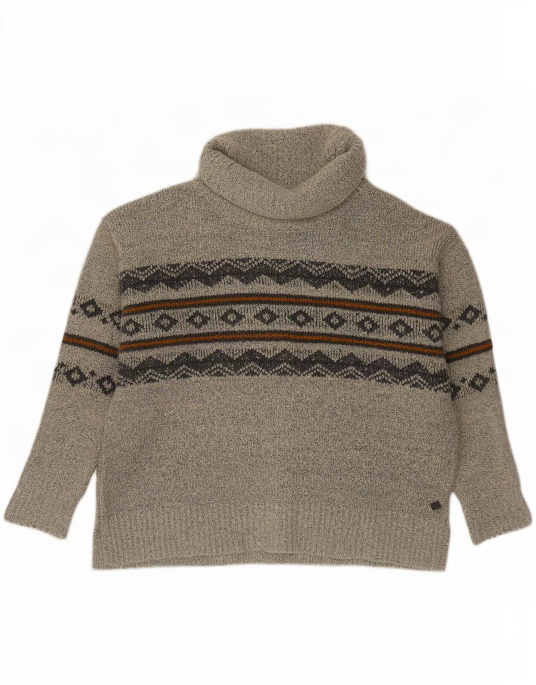Weird Fish Womens Roll Neck Jumper Sweater UK 14 Large Grey Fair Isle
