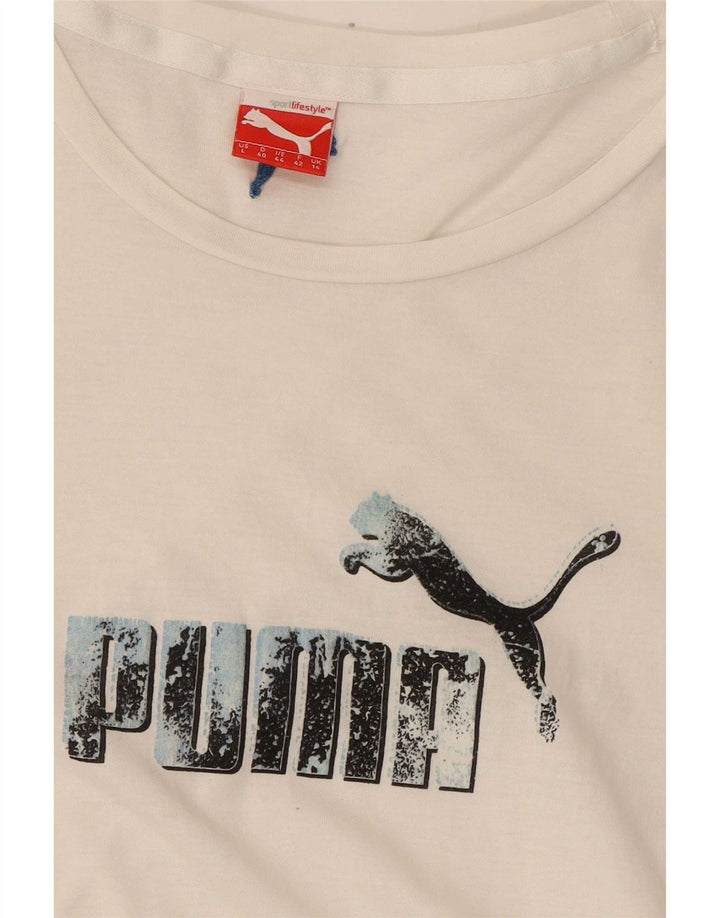 Puma Womens Graphic T-Shirt Top UK 14 Large White