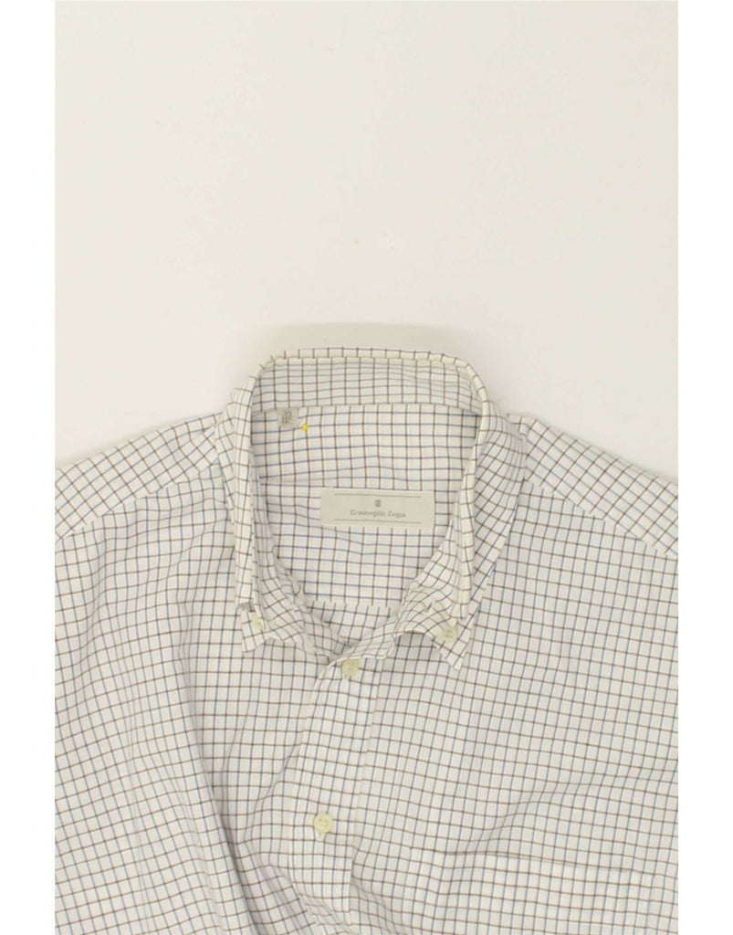 ERMENEGILDO ZEGNA Mens Short Sleeve Shirt Size 15 1/2 Medium White Check Vintage Ermenegildo Zegna and Second-Hand Ermenegildo Zegna from Messina Hembry 