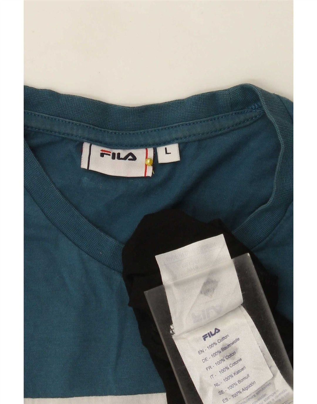 Fila Mens Graphic T-Shirt Top Large Multicoloured Colourblock Cotton