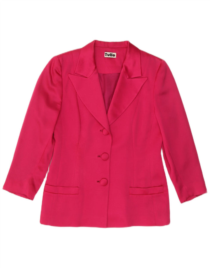 TULLO Womens 3 Button Blazer Jacket EU 38 Medium Pink Wool