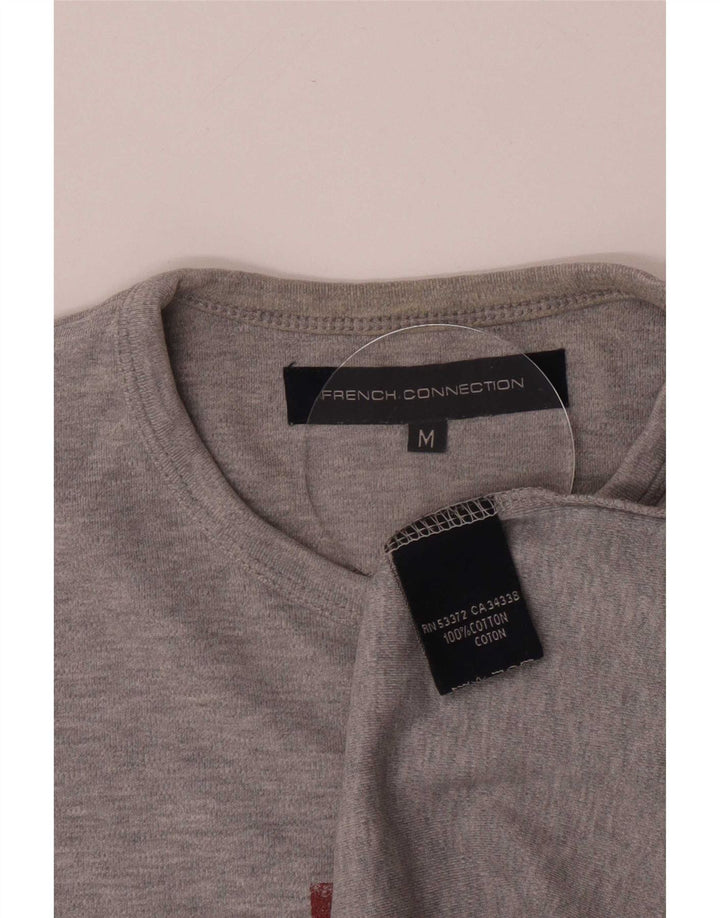 French Connection Mens Graphic T-Shirt Top Medium Grey Cotton