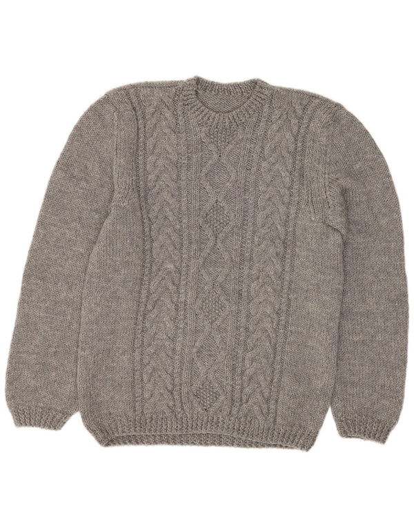 Vintage Mens Crew Neck Jumper Sweater Medium Grey