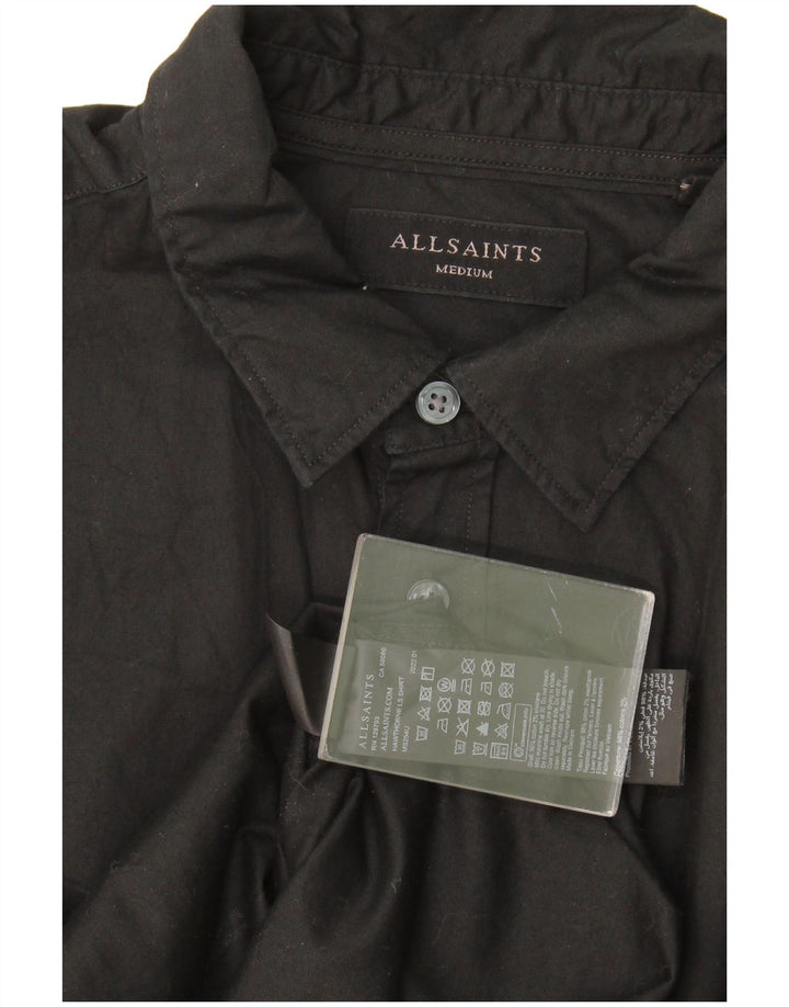 All Saints Mens Shirt Medium Black Cotton