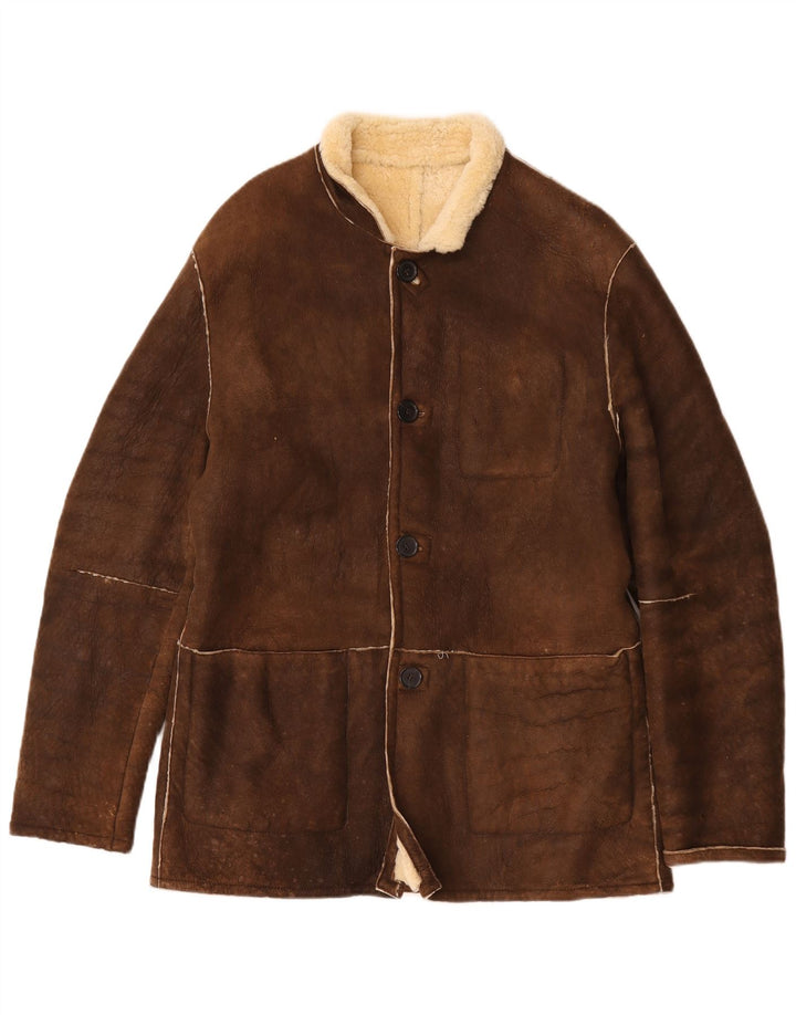Grifoni Mens Shearling Jacket IT 50 Large Brown