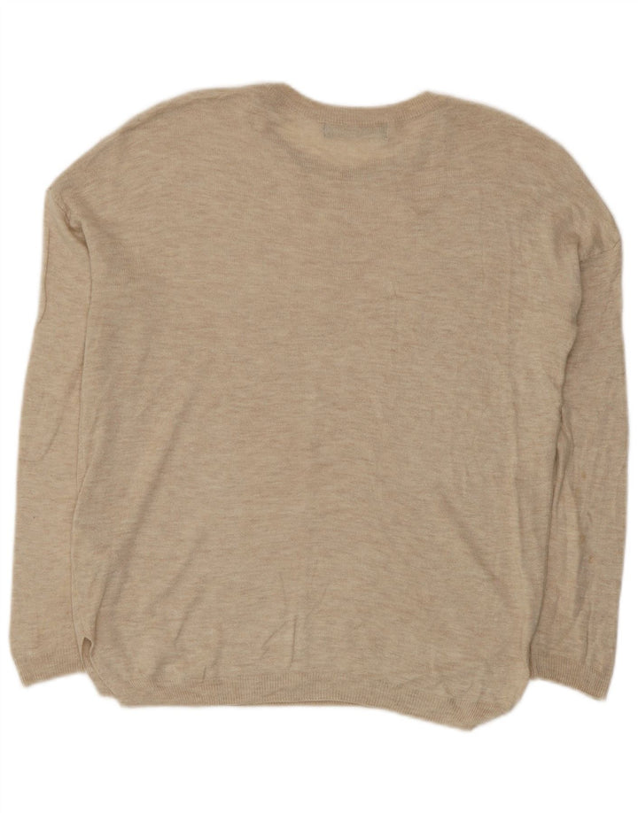Marks & Spencer Womens Crew Neck Jumper Sweater UK 10 Small Beige Viscose