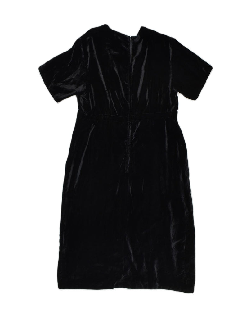 VINTAGE Womens Velour Basic Dress UK 12 Medium Black | Vintage | Thrift | Second-Hand | Used Clothing | Messina Hembry 