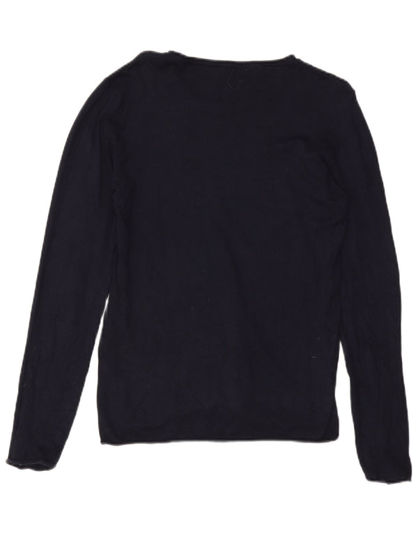 Zara Womens Top Long Sleeve UK 18 XL Navy Blue Viscose