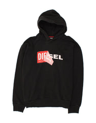 DIESEL Mens Graphic Hoodie Jumper XL Black Cotton