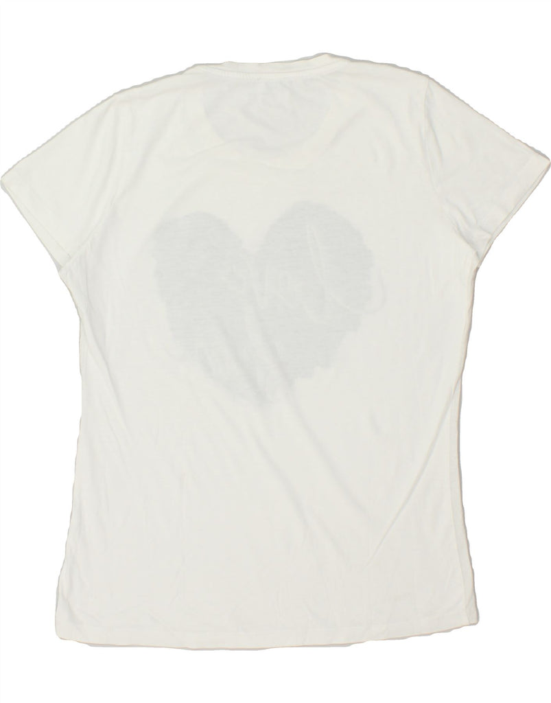 LIU JO Womens Graphic T-Shirt Top UK 14 Large White Heart | Vintage Liu Jo | Thrift | Second-Hand Liu Jo | Used Clothing | Messina Hembry 