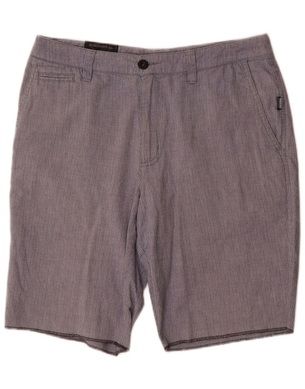 Quiksilver Mens Chino Shorts W32 Medium Blue Pinstripe Cotton