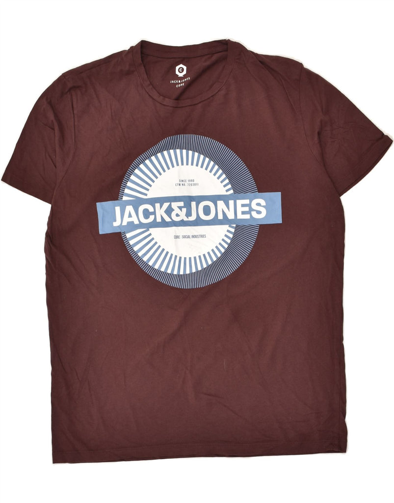 JACK & JONES Mens Slim Graphic T-Shirt Top XL Maroon | Vintage Jack & Jones | Thrift | Second-Hand Jack & Jones | Used Clothing | Messina Hembry 