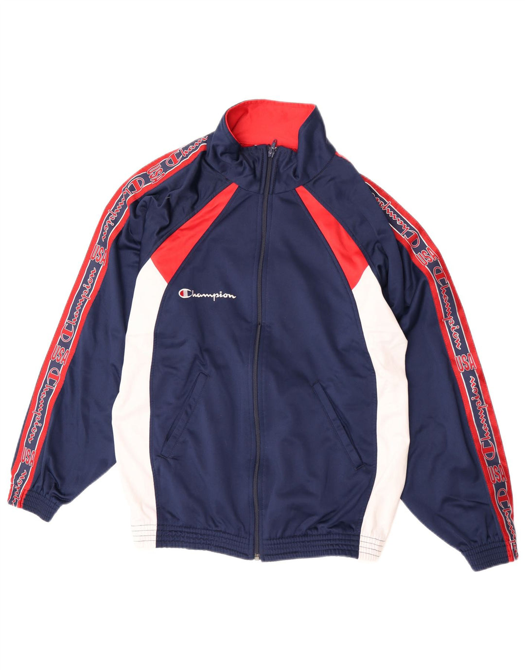 Champion Mens Graphic Tracksuit Top Jacket Small Navy Blue Colourblock