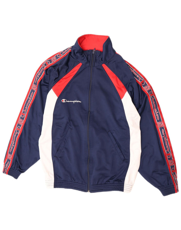 Champion Mens Graphic Tracksuit Top Jacket Small Navy Blue Colourblock