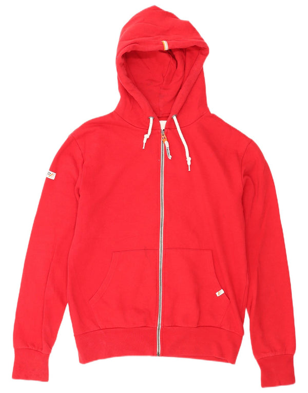 Superdry Mens Zip Hoodie Sweater Medium Red Cotton