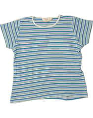 EWM Girls T-Shirt Top 14-15 Years Medium Blue Striped Cotton