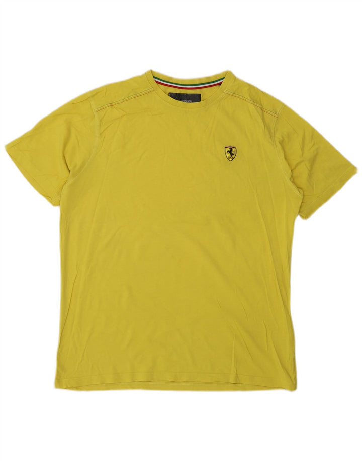 Ferrari Mens T-Shirt Top Large Yellow Cotton