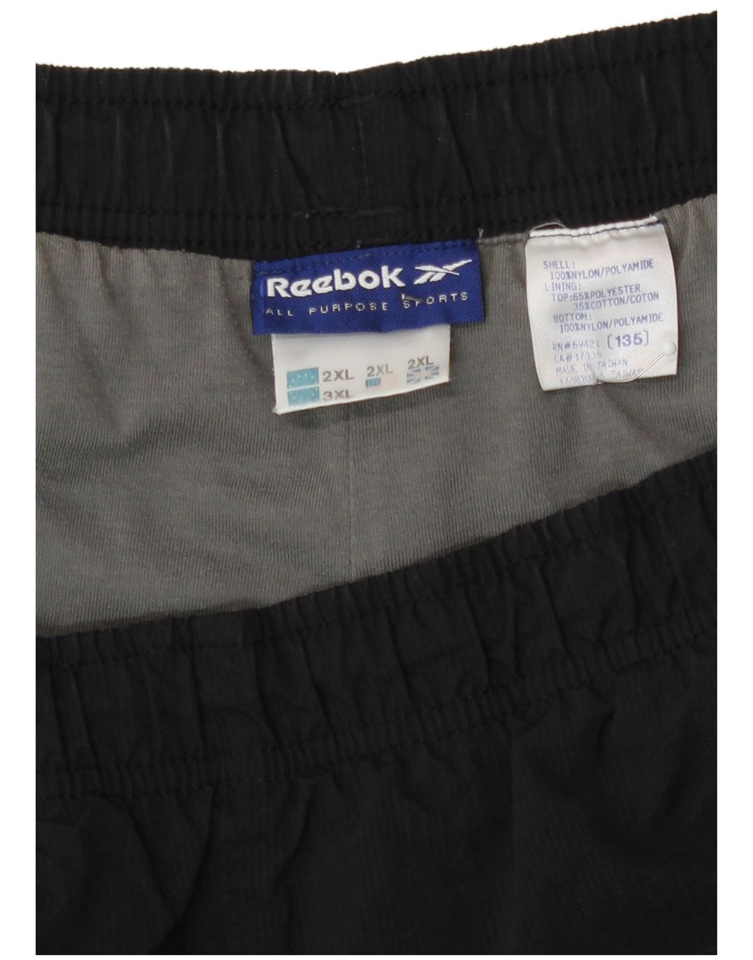 Reebok Mens Tracksuit Trousers 2XL  Black Nylon