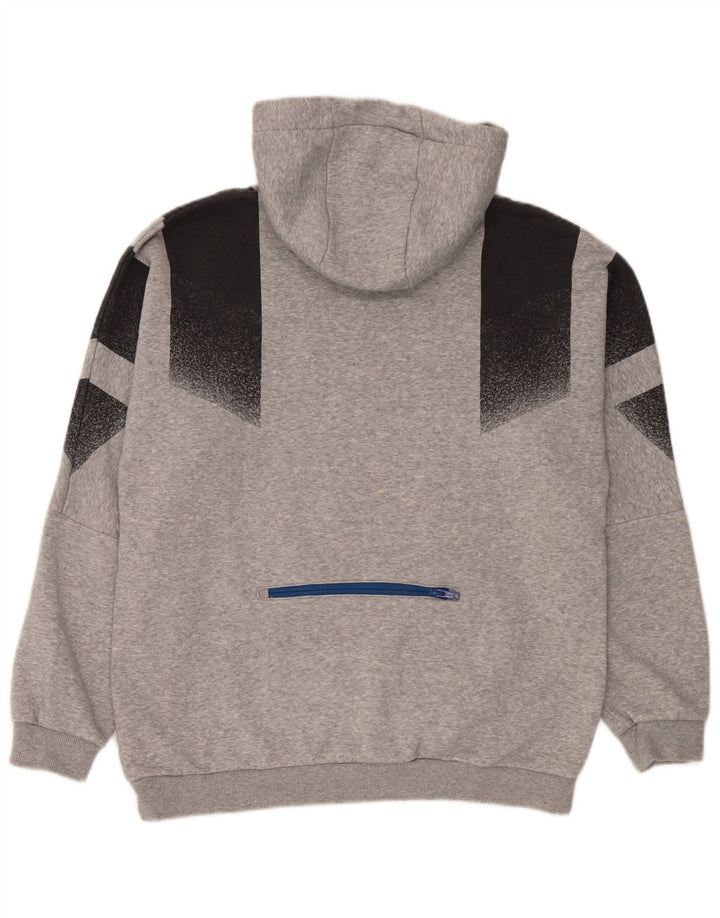 Adidas Mens Hoodie Jumper Medium Grey Colourblock Cotton